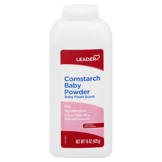 Leader Cornstarch Baby Powder, Baby Fresh Scent, 15 Oz